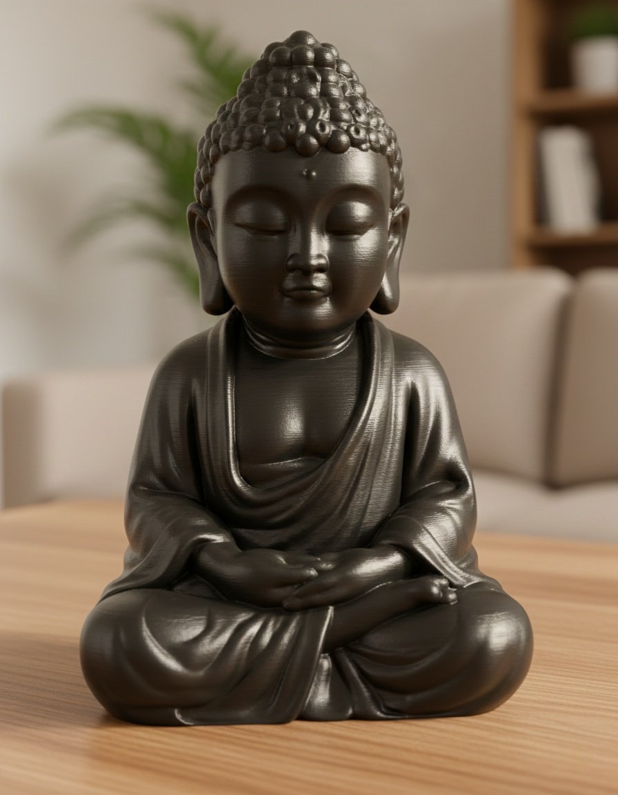 3d printed buddha statue – meditation pose | premium white & black finish | home temple & décor idol